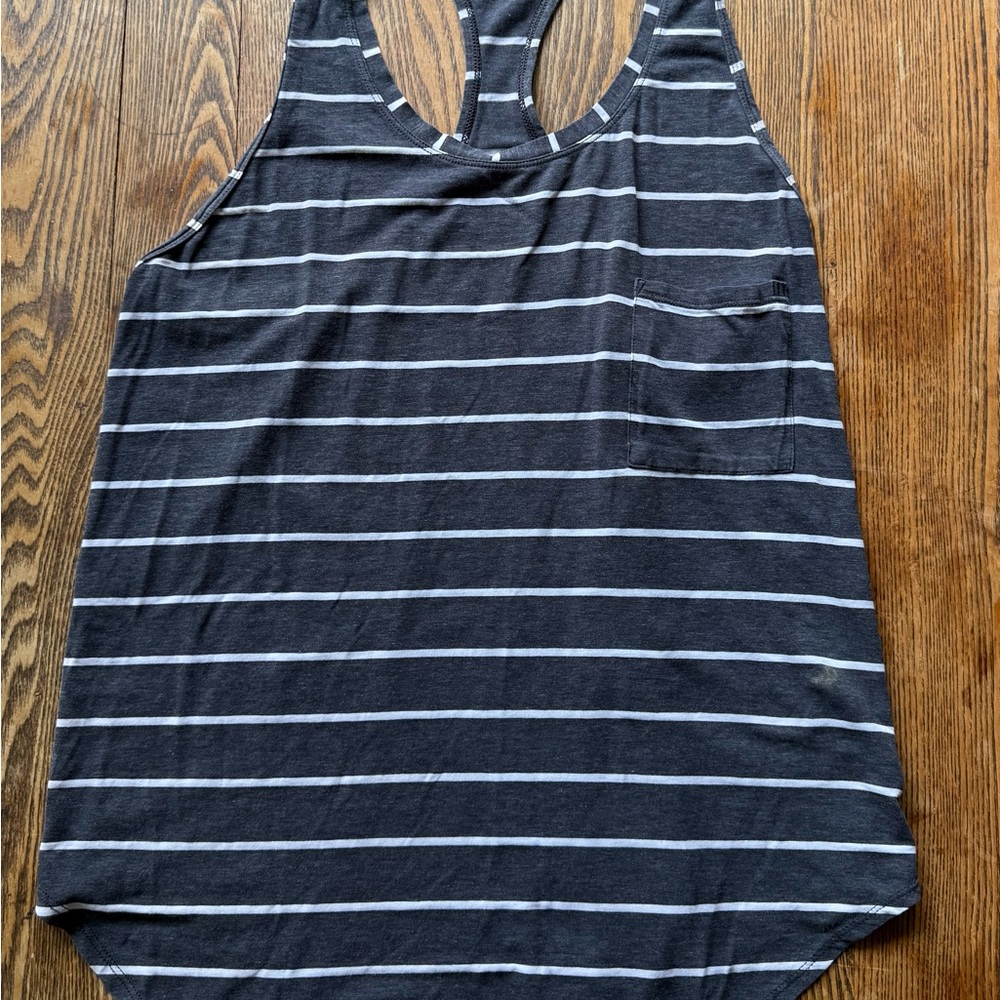 lululemon athletica Navy and White Striped Tank Top